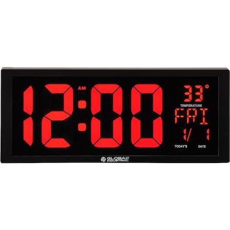 Global Industrial 4ftft LED Digital Clock, 6in Power Cord with USB 282487
